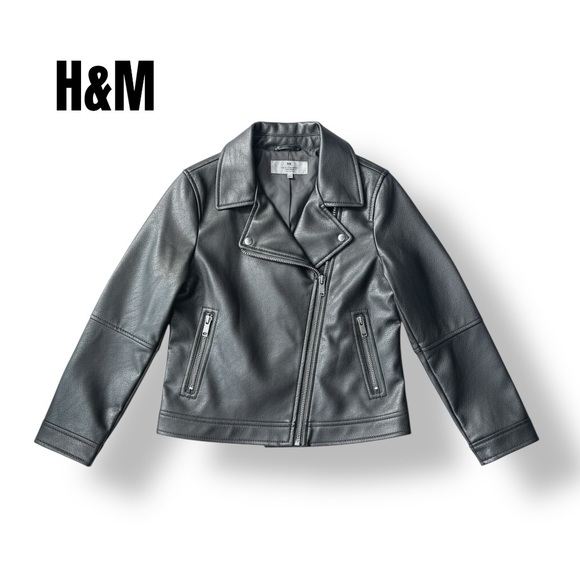 H&M Other - 053 H&M Kids Silver/Grey Faux Leather Biker Jacket